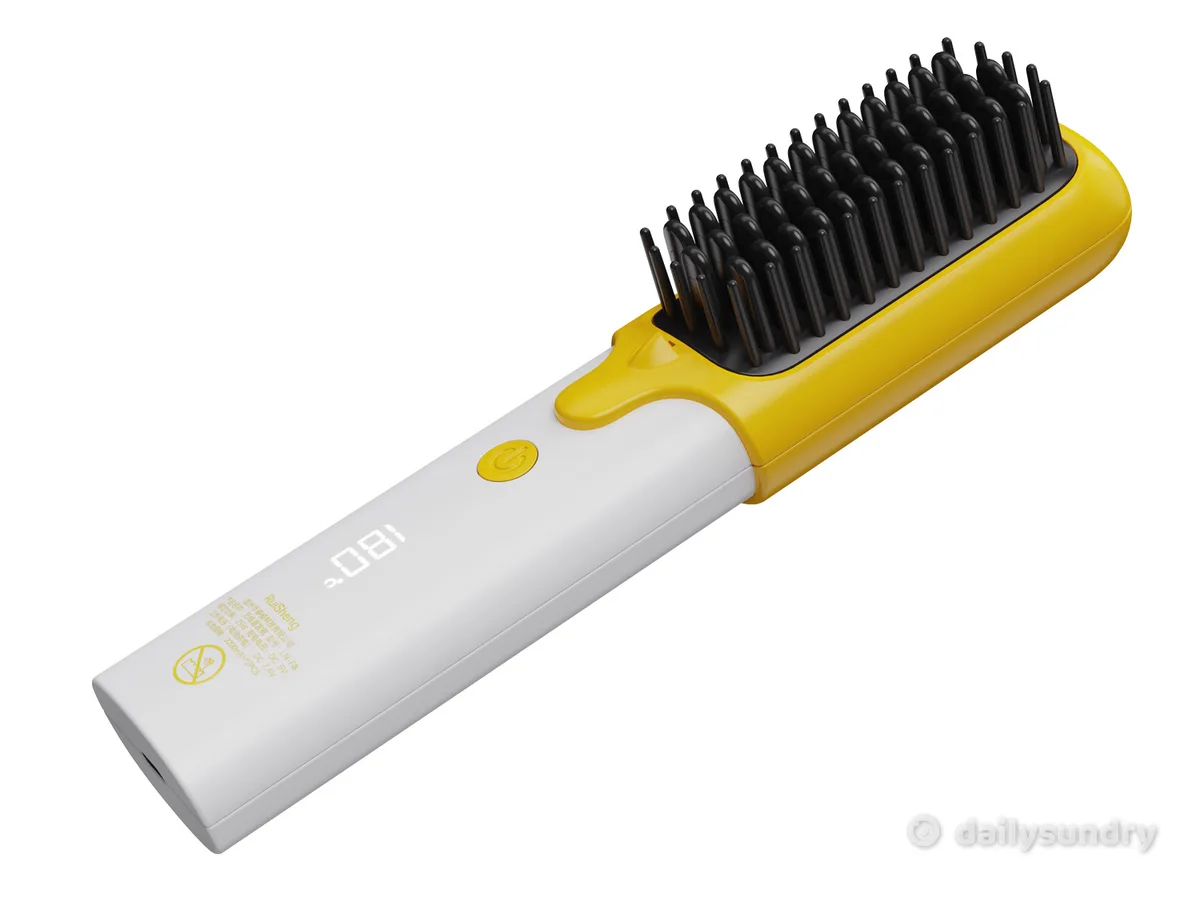 Rechargeable Cordless Hair Straightener Brush – Ionic 100M, 3 Heat Levels, 30s Fast Heat, Detachable Head, Type-C, Portable for Travel